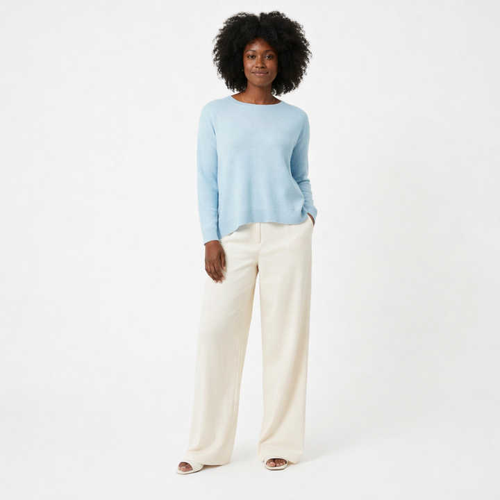 Pull Col Rond cachemire femme bleu - seconde main Revivr