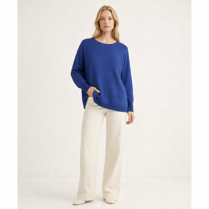 Pull Col Rond cachemire femme bleu - seconde main Revivr