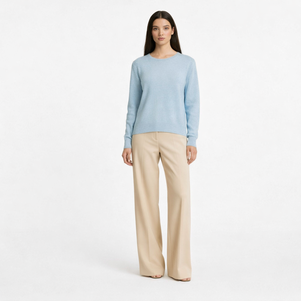 Pull Col Rond cachemire femme bleu - seconde main Revivr