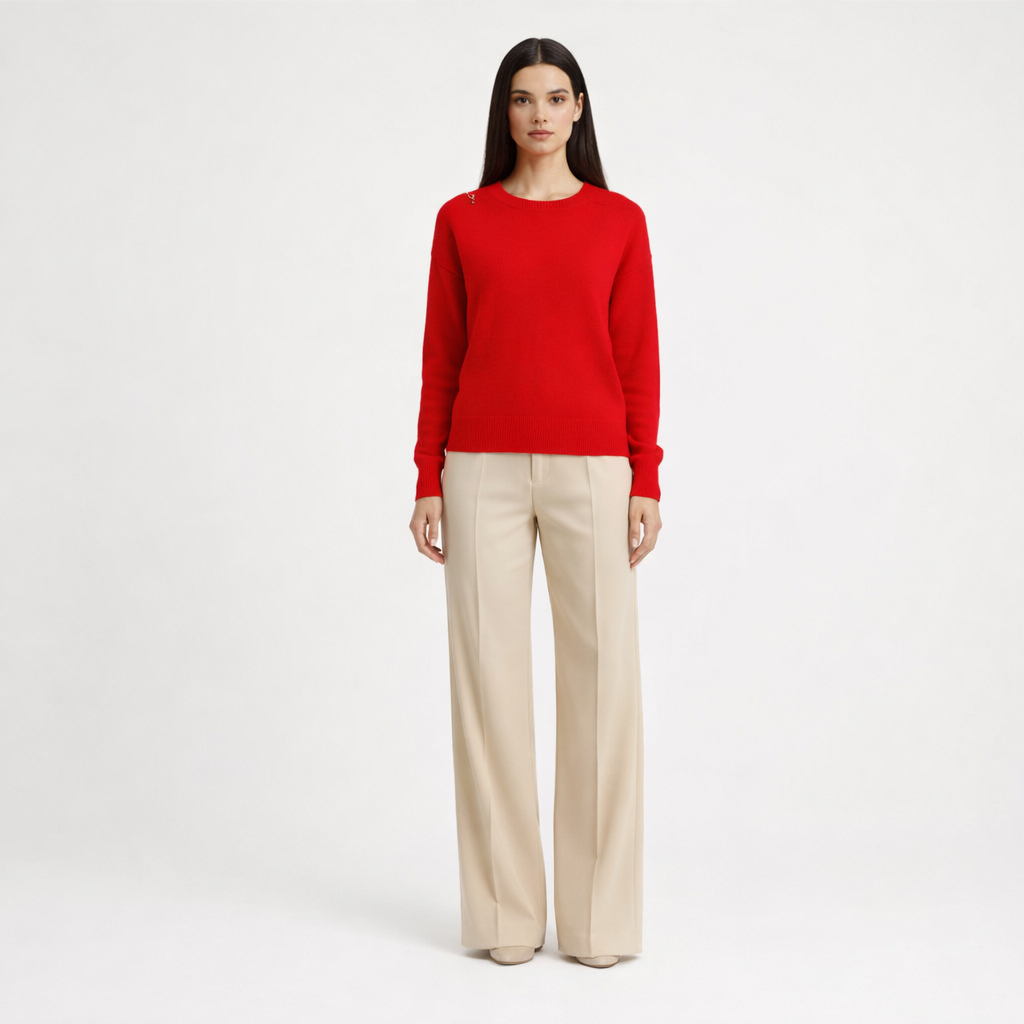 Pull Col Rond cachemire femme rouge - seconde main Revivr