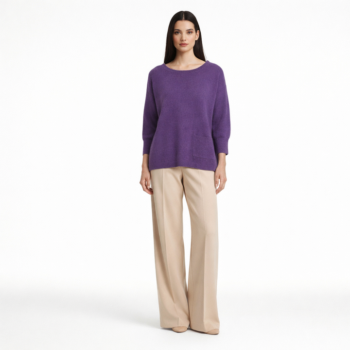 Pull Col Rond cachemire femme violet - seconde main Revivr