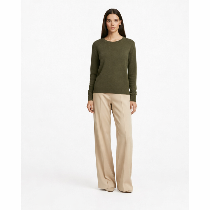 Pull Col Rond cachemire femme vert - seconde main Revivr