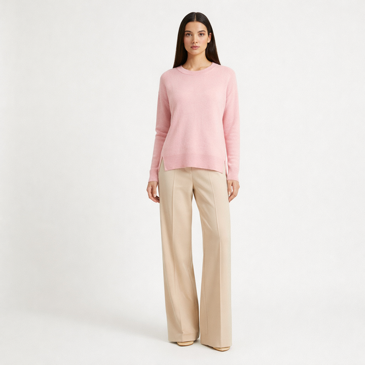 Pull Col Rond cachemire femme rose - seconde main Revivr
