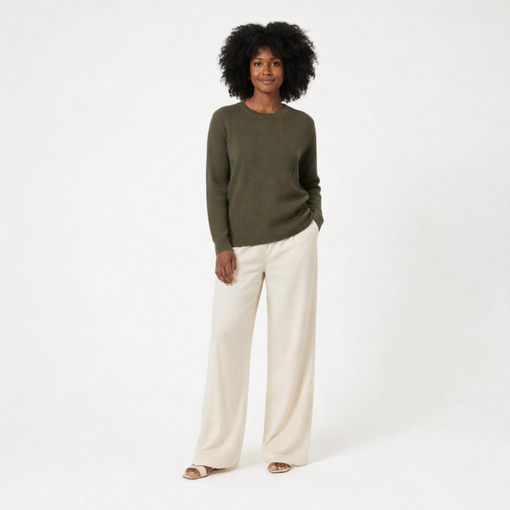 Pull Col Rond cachemire femme vert - seconde main Revivr