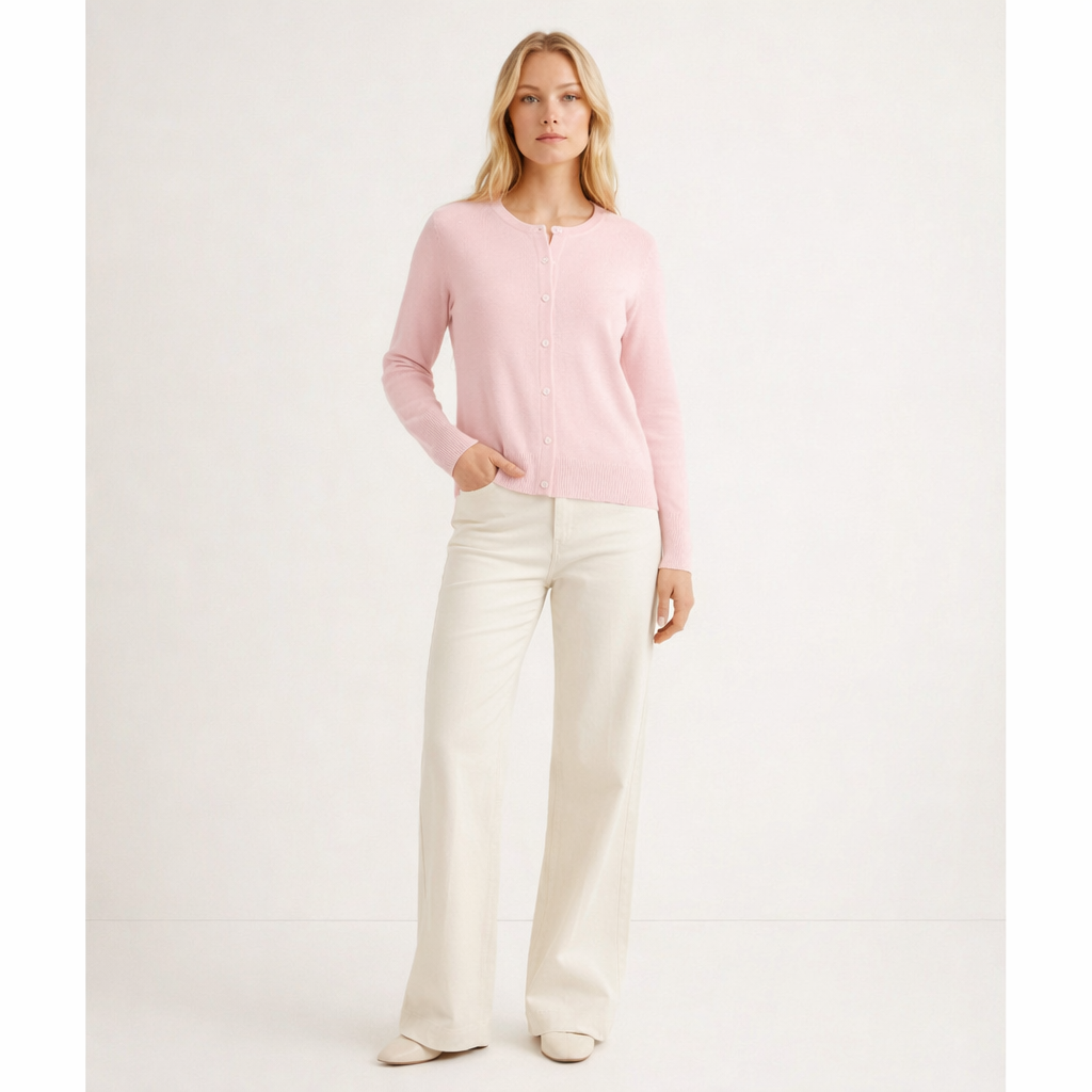 Pull Col Rond cachemire femme rose - seconde main Revivr
