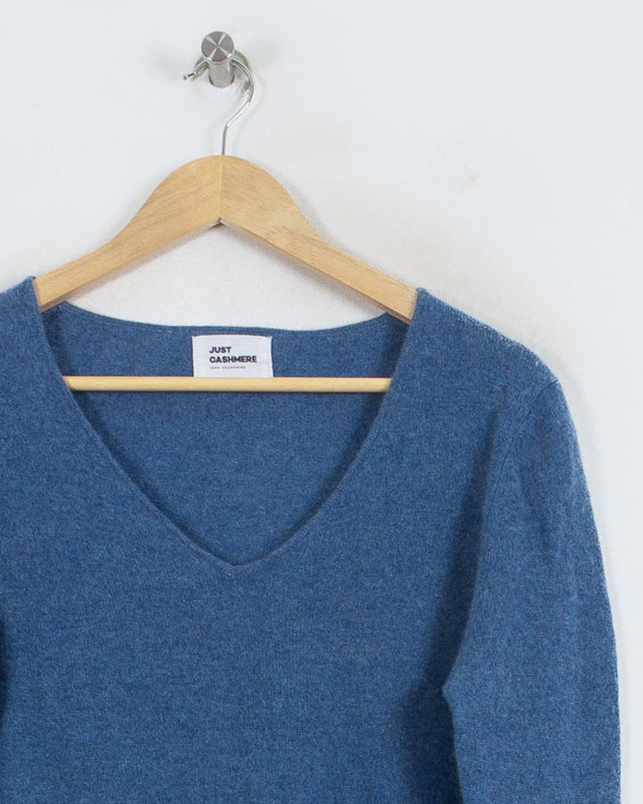 JUST CASHMERE COL V BLEU