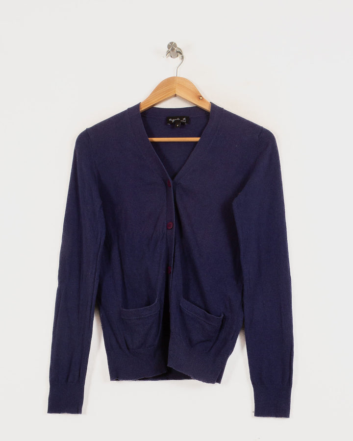 Cardigan cachemire femme bleu Agnes B - seconde main Revivr (vue 3)