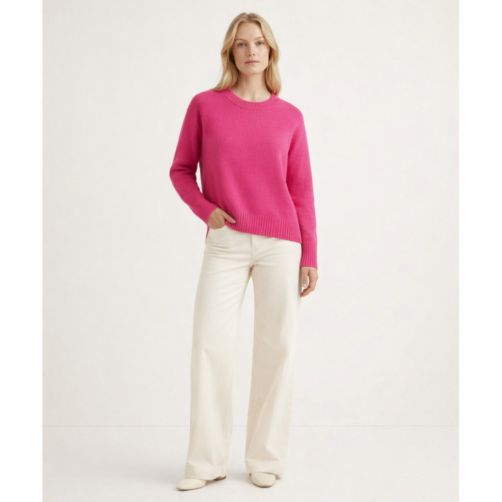 Pull Col Rond cachemire femme rose - seconde main Revivr