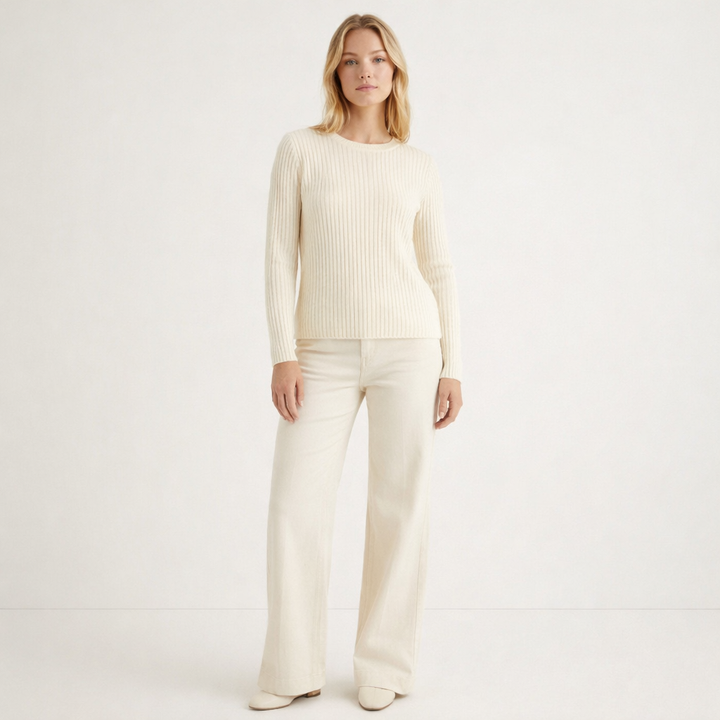 AUTHENTIC CASHMERE COL ROND BEIGE
