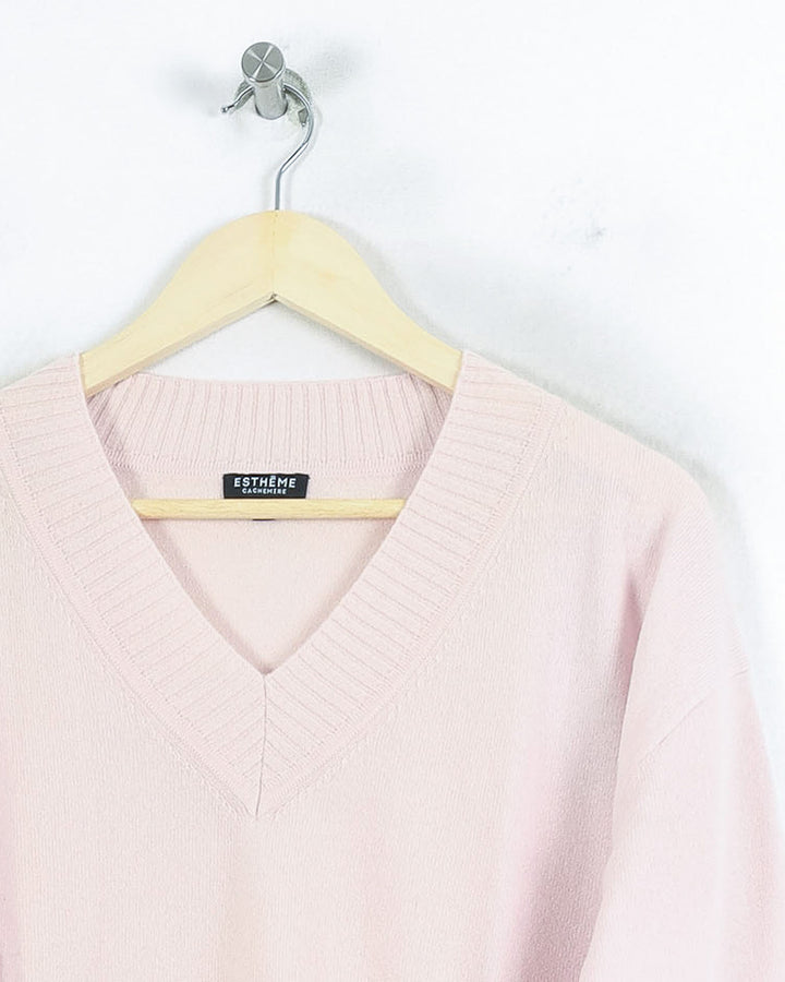 Pull Col V cachemire femme rose - seconde main Revivr (vue 2)