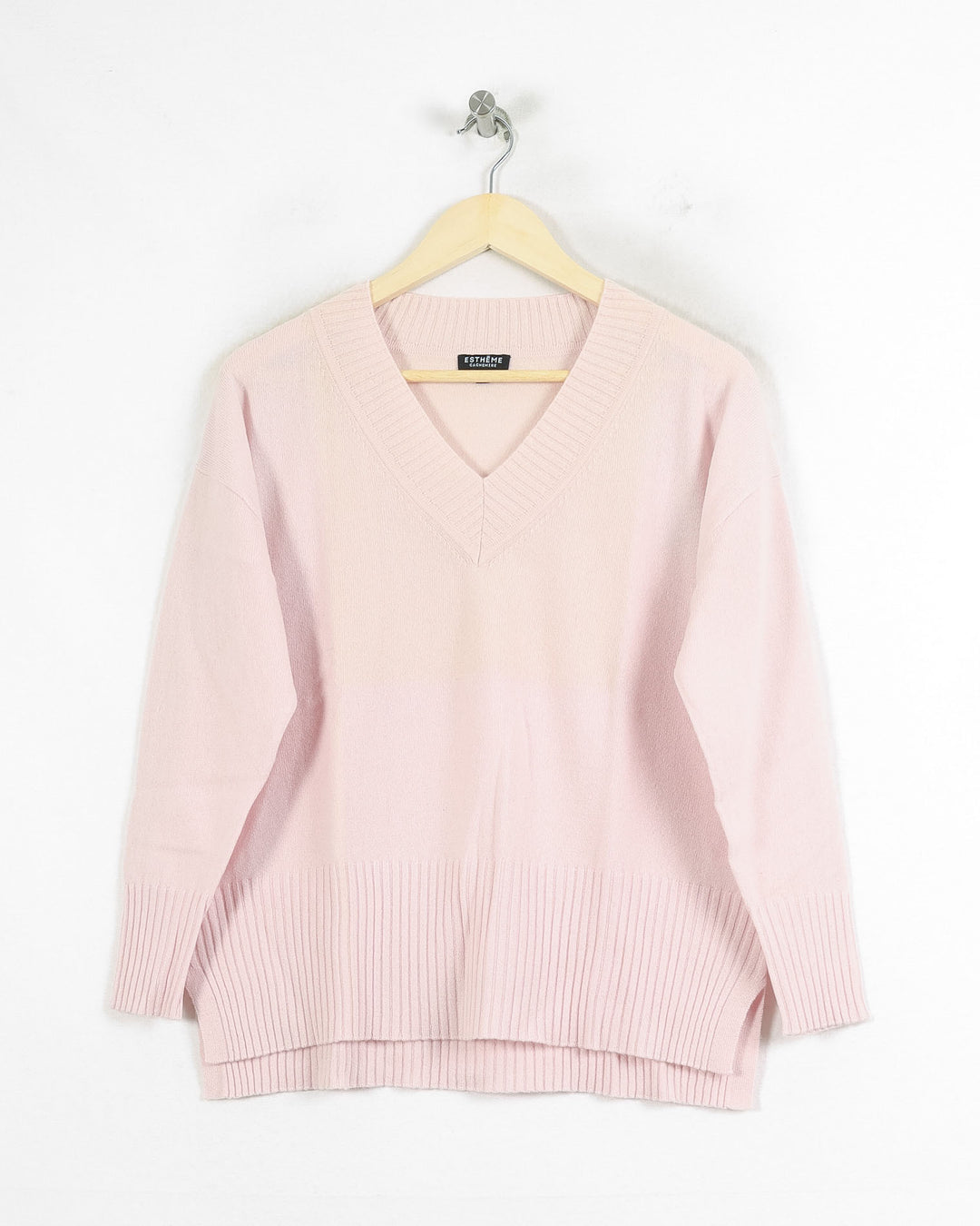 Pull Col V cachemire femme rose - seconde main Revivr (vue 3)