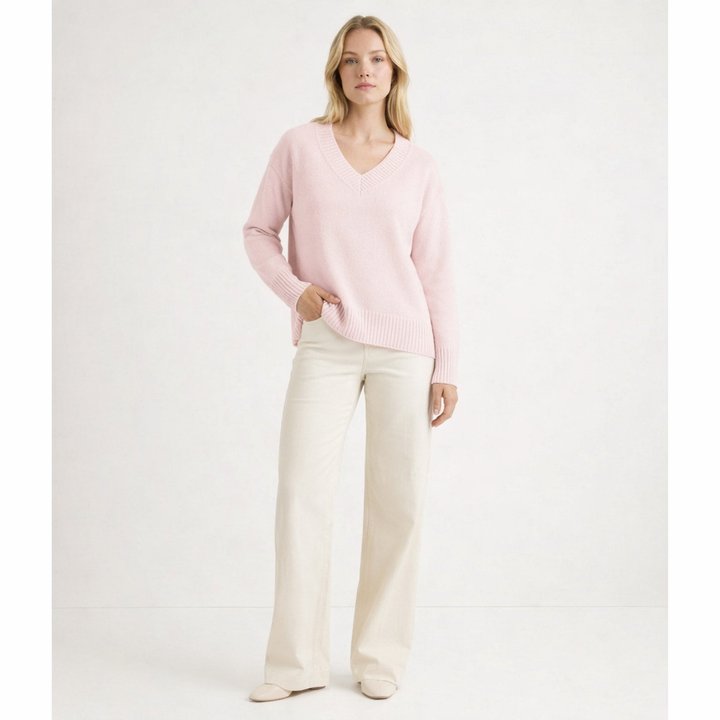 Pull Col V cachemire femme rose - seconde main Revivr