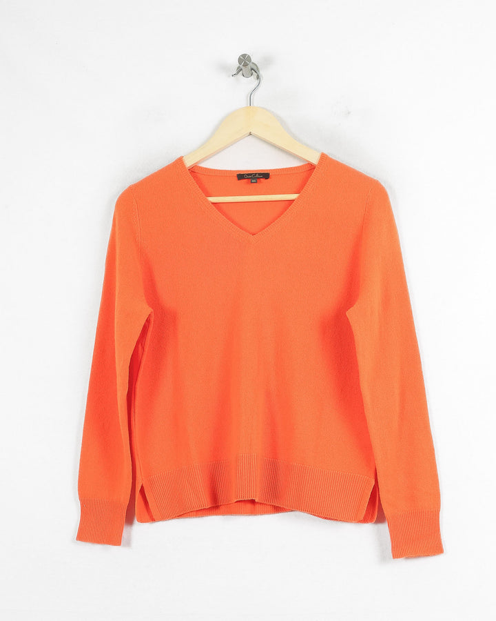 Pull Col V cachemire femme orange - seconde main Revivr (vue 3)