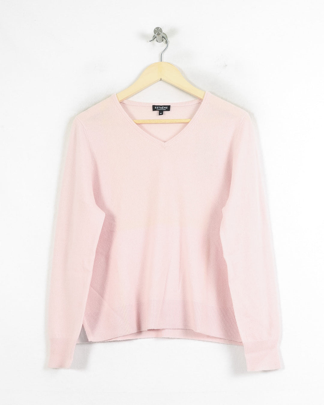Pull Col V cachemire femme rose - seconde main Revivr (vue 3)