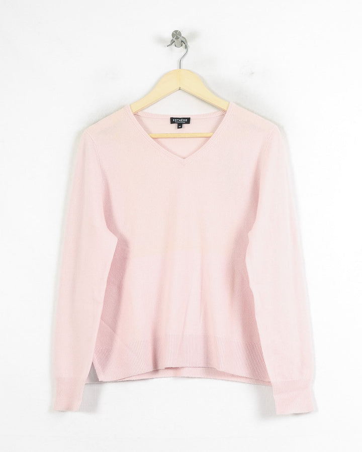 Pull Col V cachemire femme rose - seconde main Revivr (vue 3)