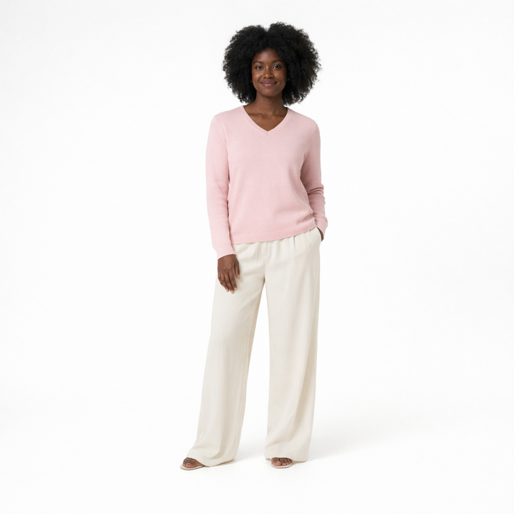 Pull Col V cachemire femme rose - seconde main Revivr