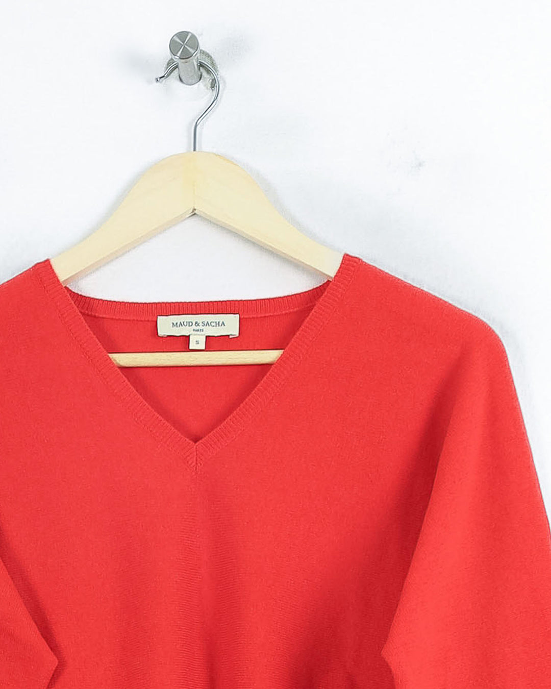 Pull Col V cachemire femme rouge - seconde main Revivr (vue 2)