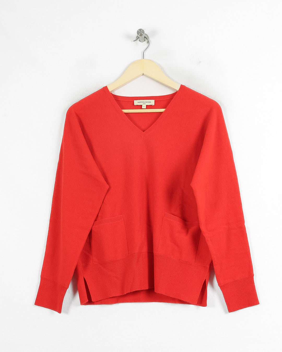 Pull Col V cachemire femme rouge - seconde main Revivr (vue 3)