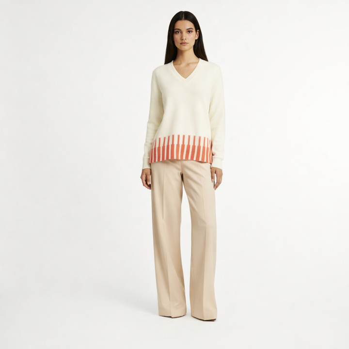 Pull Col V cachemire femme beige - seconde main Revivr