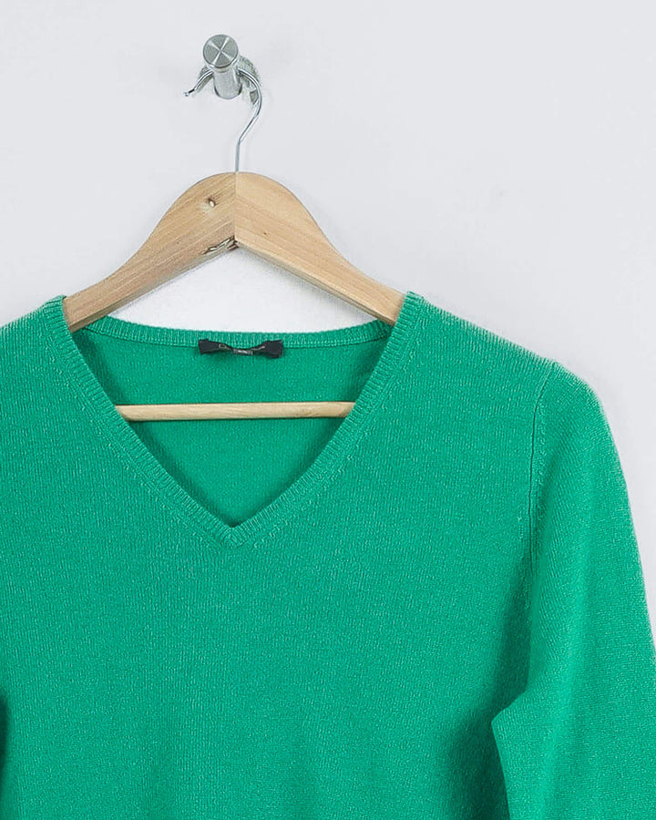 Doree Cachemire Col V Vert