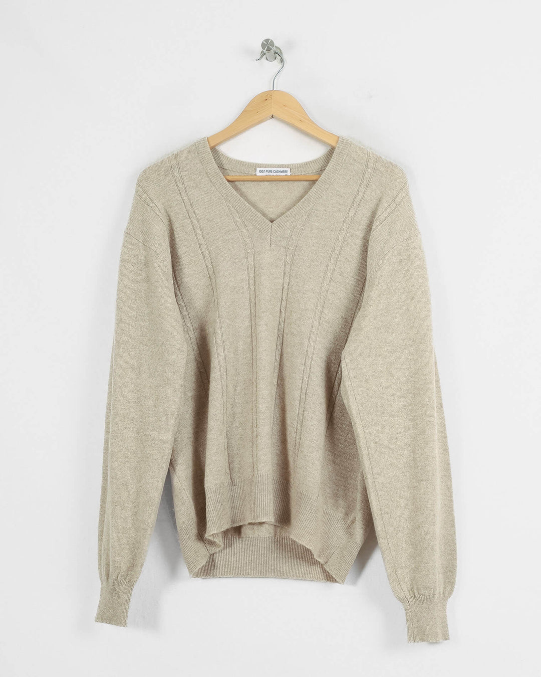 100% Pur Cachemire Col V Beige