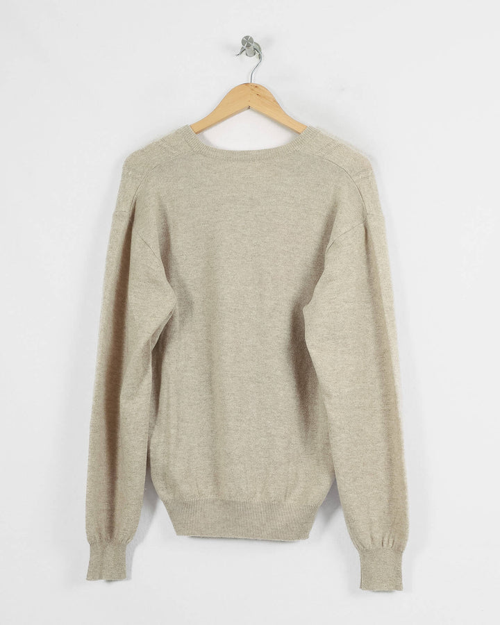 100% Pur Cachemire Col V Beige