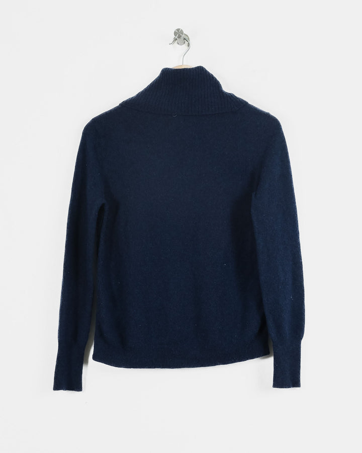 Ns..Cashmere Col Roulé Bleu